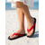 cheap Slide Sandals-Women's Red Beach Flip Flops - Lightweight Suede Thong Sandals with Anti-Slip Sole for Summer Seaside Vacations, Sandy Shores &amp; Tropical Island Getaways