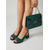 olcso Magassarkú szandálok-női smaragdzöld strasszos slingback magassarkú &amp;hozzá illő estélyi táska szett - elegáns készlet koktélpartira