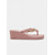billige Sklisandaler-kvinners rosa rhinestone-utsmykkede kile-flip-flops - stilige strandsandaler for sommer og fritidsklær