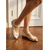 billiga Platta damskor-Eleganta beige ballerinaskor för kvinnor - bekväma slip-on-skor med rund tå och metallisk guldfärgad tåhätta för fransk stil, daglig pendling och elegant kontorskläder