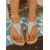 levne Ploché sandály-Dámské třpytivé stříbrné sandály s kamínky - elegantní třpytivé ploché sandály s T-strap a elastickým páskem na kotníku pro dovolenou na pláži, svatby u moře &amp;letní oblečení na výletní plavby