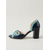 billige 1950-talls retro-dame vintage slingback-hæler fra 1950-tallet – svarte og mintgrønne kjolesandaler med peep toe og blokkhæl for retro fest- og kveldsantrekk