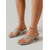 cheap Slide Sandals-Women's Elegant Silver Mesh Slide Sandals with Sparkling Rhinestones - Chic Square Toe Mules with Architectural Clear Block Heel for Evening Resort Wear, Cocktail Parties &amp; Summer Galas