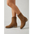 abordables Femmes-Bottines western taupe en daim pour femme - bottines cowboy classiques courtes avec broderie &amp;Talon bloc pour festivals de musique en plein air, concerts country &amp;style bohème
