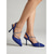 baratos sapatos slingback-Sapato feminino azul de salto alto - modelo slingback com tira de strass e bico fino, ideal para festas noturnas. &amp;roupa de balada