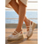ieftine Espadrile-Sandale cu platformă tip espadrilă din dantelă pentru femei – sandale elegante cu slingback și baretă dublă, pantofi de vară din dantelă florală respirabilă pentru vacanțe în croazieră, stațiuni