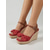 economico Sandali con zeppa-Sandali con zeppa da donna in camoscio rosso - eleganti sandali espadrillas con plateau e fiocco, con cinturino alla caviglia, perfetti per crociere di lusso e resort tropicali. &amp;feste estive in