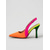 cheap Slingback Pumps-Women's Vibrant Orange Multi-Color Slingback Heels - Stylish Pointed Toe High Heel Pumps with Neon Pink &amp; Green Accents for Daily Work, City Chic Outfits &amp; Summer Social Events