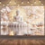 preiswerte Wandteppiche-Zen-Buddha-Meditationsstatue, weiße Lotusblume, Kirschblüten, goldenes Mandala, Wasserspiegelung, spiritueller Friedenswandteppich, Wandbehang, Hintergrund für Meditation, Yogaraum, Wohnzimmer,