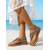 cheap Wedge Sandals-Women's Boho Blue Beaded Strappy Sandals - Comfortable Flat Beach Sandals with Exotic Stone Detail for Summer Vacations, Island Getaways &amp; Casual Seaside Wear