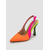 cheap Slingback Pumps-Women's Vibrant Orange Multi-Color Slingback Heels - Stylish Pointed Toe High Heel Pumps with Neon Pink &amp; Green Accents for Daily Work, City Chic Outfits &amp; Summer Social Events