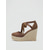 abordables Femmes-Sandales compensées espadrilles marron pour femme avec nœuds à la cheville – vacances &amp;chaussures de soirée de villégiature