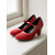 economico Retrò anni ’50-Scarpe décolleté rosse stile anni '50 da donna, modello Mary Jane - eleganti décolleté con tacco a blocco e punta arrotondata con cinturino alla caviglia, perfette per feste e matrimoni in stile