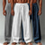preiswerte Klassiker-Herren Leinenhosen Hose Sommerhose Baggy-Hosen Strandhose Kordelzug Elastischer Bund Gerader Schnitt Einfach Komfort Atmungsaktiv Volle Länge Lässig Täglich Outdoor Urlaub Mode Weiß + Schwarz + Grau