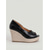 abordables Escarpins Peep Toe-Sandales compensées noires à bout ouvert pour femmes - espadrilles d'été à talons hauts et semelle tressée, idéales pour les croisières, les excursions à terre et les dîners élégants.