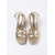 economico Sandali espadrilles-Eleganti sandali da donna dorati con cinturini - comodi sandali espadrillas con tacco largo per matrimoni all'aperto e vacanze estive &amp;resort di lusso sulla spiaggia