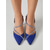 baratos sapatos slingback-Sapato feminino azul de salto alto - modelo slingback com tira de strass e bico fino, ideal para festas noturnas. &amp;roupa de balada
