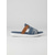 billige Sklisandaler-Slip-on-sandaler i denim til dame med detaljer i imitert skinn, rustikk og elegant gårdshusstil for grilling i hagen, turer på landet og hverdagsbruk