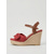 economico Sandali con zeppa-Sandali con zeppa da donna in camoscio rosso - eleganti sandali espadrillas con plateau e fiocco, con cinturino alla caviglia, perfetti per crociere di lusso e resort tropicali. &amp;feste estive in