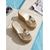 baratos Sandálias plataforma anabela-Sandálias plataforma femininas douradas metálicas - elegantes sandálias de salto alto estilo espadrille com detalhe de nó, perfeitas para resorts de luxo e férias à beira da piscina. &amp;festas noturnas