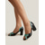 billige 1950-talls retro-dame vintage slingback-hæler fra 1950-tallet – svarte og mintgrønne kjolesandaler med peep toe og blokkhæl for retro fest- og kveldsantrekk