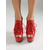economico Sandali con Piattaforma-Sandali da donna rossi con plateau e tacco a spillo, scarpe da festa con tacco alto e punta aperta, allacciate, per la vita notturna e le serate in discoteca. &amp;look audaci