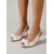 billiga Klacksandaler-vita slingback-sandaler med rosett och kitten heel för kvinnor - eleganta skor för trädgårdsfester