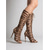 preiswerte Modische Stiefel-Kniehohe Stiefel mit Leopardenmuster für Damen – Schnürstiefel mit Cut-outs und Stilettoabsatz für die Partynacht &amp;Clubkleidung