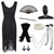 cheap Outfits-Vintage Roaring 20s 1920s Knee Length Flapper Dress Gloves Headpiece Sleeveless The Great Gatsby Charleston Sequins Tassel Fringe Fancy Dress Women's Halloween Carnival Cocktail Party Adults' Dress