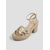 economico Sandali espadrilles-Eleganti sandali da donna dorati con cinturini - comodi sandali espadrillas con tacco largo per matrimoni all'aperto e vacanze estive &amp;resort di lusso sulla spiaggia