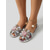 abordables Sandalias Planas-Sandalias planas florales adornadas para mujer: zapatos de verano para vacaciones y fiestas nocturnas.