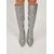 abordables Botas de moda-Botas altas de mujer con estampado de serpiente plateada, tacón de aguja con punta afilada y cremallera lateral, ideales para fiestas y discotecas. &amp;eventos nocturnos