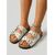 abordables Sandalias deslizantes-Sandalias blancas de doble tira para mujer: cómodas sandalias con plantilla de corcho y hebillas ajustables. &amp;Ojales para complejos turísticos al aire libre y vacaciones en la playa. &amp;paseos