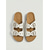 abordables Sandalias deslizantes-Sandalias blancas de doble tira para mujer: cómodas sandalias con plantilla de corcho y hebillas ajustables. &amp;Ojales para complejos turísticos al aire libre y vacaciones en la playa. &amp;paseos