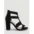 abordables Sandales à talons-Sandales à brides en daim noir pour femmes - chaussures de travail professionnelles à talon bloc et découpes, idéales pour le bureau et les réunions d'affaires. &amp;vêtements de travail d'été élégants