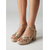 economico Sandali espadrilles-Eleganti sandali da donna dorati con cinturini - comodi sandali espadrillas con tacco largo per matrimoni all'aperto e vacanze estive &amp;resort di lusso sulla spiaggia