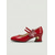 baratos Sapatos Mary Jane-Sapatilhas Mary Jane femininas em verniz vermelho vibrante, com salto bloco e bico redondo, com detalhe de borboleta, perfeitas para o dia a dia. Estilo vintage moderno. &amp;elegância de escritório