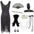 cheap Outfits-Vintage Roaring 20s 1920s Knee Length Flapper Dress Gloves Headpiece Sleeveless The Great Gatsby Charleston Sequins Tassel Fringe Fancy Dress Women's Halloween Carnival Cocktail Party Adults' Dress