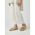 economico Sandali Piani-Sandali piatti da donna dorati comodi, scarpe casual eleganti con punta aperta e cinturino elastico sul retro, ideali per feste in giardino e vacanze. &amp;eventi all'aperto