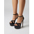 voordelige Platform Sandalen-Damessandalen met zwarte lakleren plateauhak en bandjes, stilettohakken met enkelbandjes voor een feestje in de club. &amp;gedurfde avondlooks