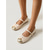 billiga Platta damskor-Eleganta beige ballerinaskor för kvinnor - bekväma slip-on-skor med rund tå och metallisk guldfärgad tåhätta för fransk stil, daglig pendling och elegant kontorskläder