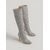 abordables Botas de moda-Botas altas de mujer con estampado de serpiente plateada, tacón de aguja con punta afilada y cremallera lateral, ideales para fiestas y discotecas. &amp;eventos nocturnos