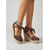 abordables Femmes-Sandales compensées espadrilles marron pour femme avec nœuds à la cheville – vacances &amp;chaussures de soirée de villégiature