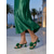 voordelige Hakken Sandalen-Groene damessandalen met bloemenprint en hoge hak - elegante muiltjes van lakleer met vierkante neus en een sierlijke kittenhak. &amp;Bloemdetails voor tropische vakanties en gala-avonden. &amp;tuinfeesten