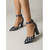 voordelige Pumps met blokhak-Dames pumps met stippenpatroon van satijn - elegante pumps met spitse neus en blokhak, voorzien van een enkelbandje, perfect voor dagelijks gebruik op kantoor of retrofeestjes. &amp;chique urban outfits