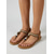 billige Flate sandaler-dame bohemske perlesandaler - brune flate sandaler med t-stropper og natursteindekor &amp;elastisk ryggstropp for øyferier og strandferier &amp;sommerferieantrekk