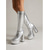 abordables Estilo Disco y Hippie de los años 70-Botas altas plateadas estilo retro disco de los años 70 para mujer - botas go-go de charol metalizado con plataforma ultra &amp;Tacones altos de bloque grueso para festivales de música y fiestas en