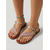 cheap Flat Sandals-Women's Rose Gold Strappy Sandals - Boho Beach Flats with Rhinestone Feather Detail &amp; Ankle Strap for Tropical Vacations, Island Getaways &amp; Summer Cruises