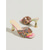 voordelige Hakken Sandalen-Kleurrijke damessandalen met hoge hakken en juwelen - luxe sandalen met vierkante neus en regenboogkleurige edelstenen. &amp;Gouden flared hakken voor diners in resorts en tropische avondfeesten.