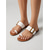 economico Infradito scivolosi-Sandali da donna bianchi a ciabatta - sandali bassi moderni con fibbia effetto tartaruga e anello per le dita, ideali per vacanze su isole e crociere tropicali. &amp;moda estiva da resort